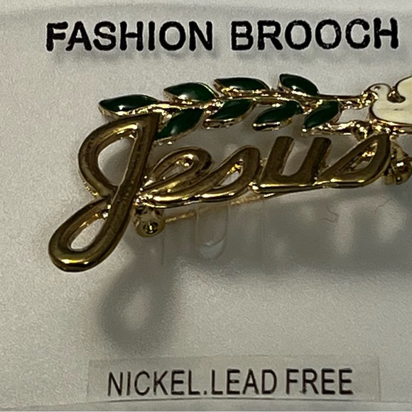 Vintage “Jesus” Dove carrying an Olive Branch Brooch Pin Peace Symbol Gold Tone - Picture 5 of 13